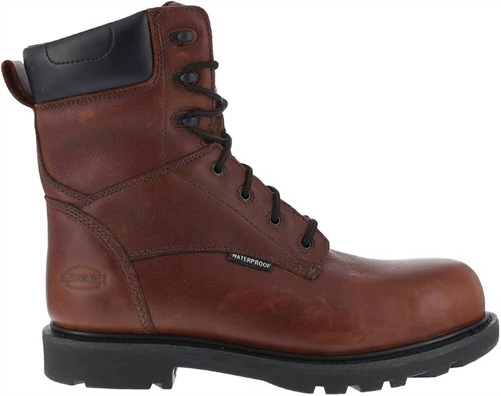 NEW IRON AGE men's hauler 8" waterproof work boot in brown monk strap